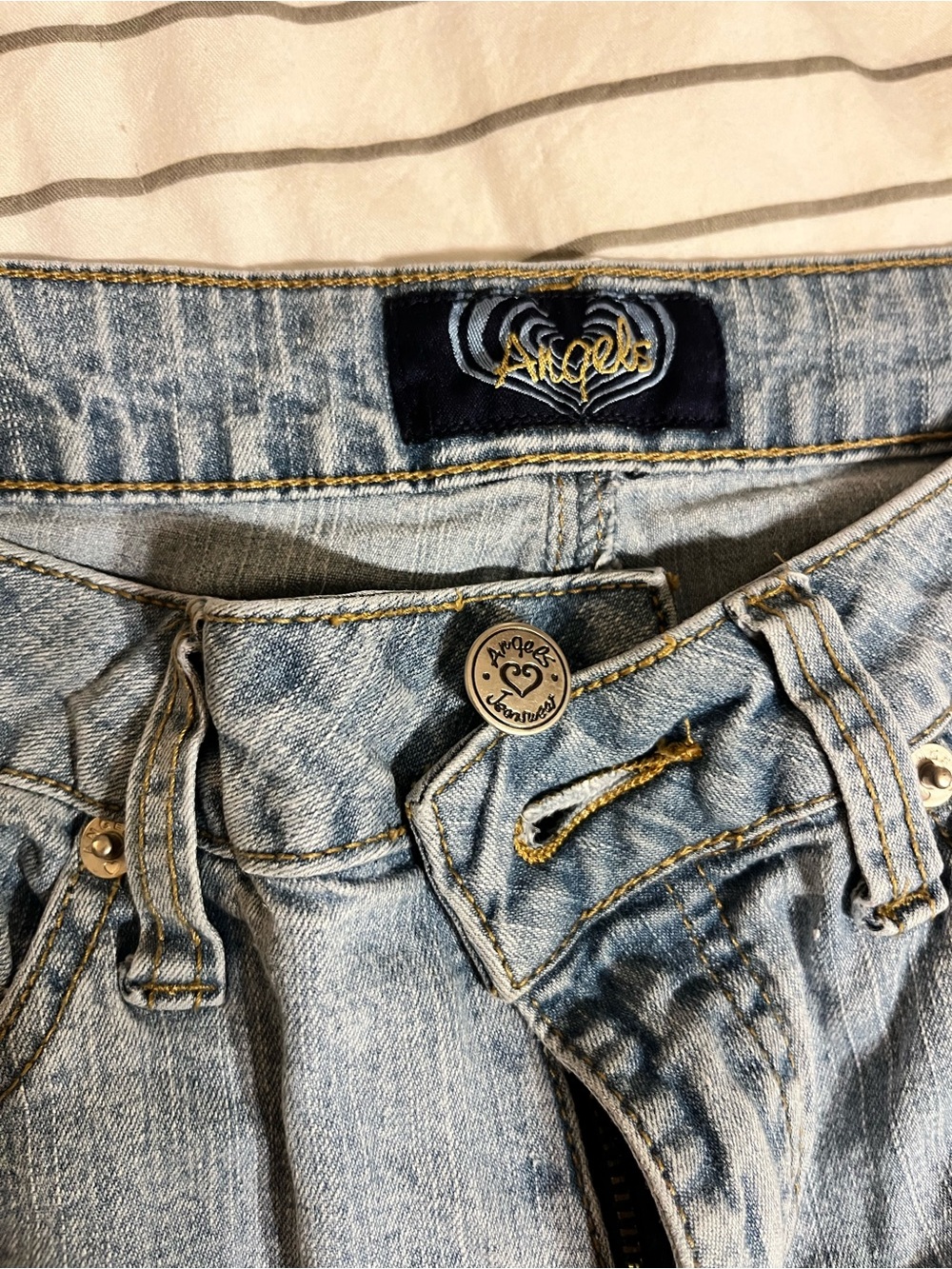 Angels Light Blue Cropped High-Rise Jeans
